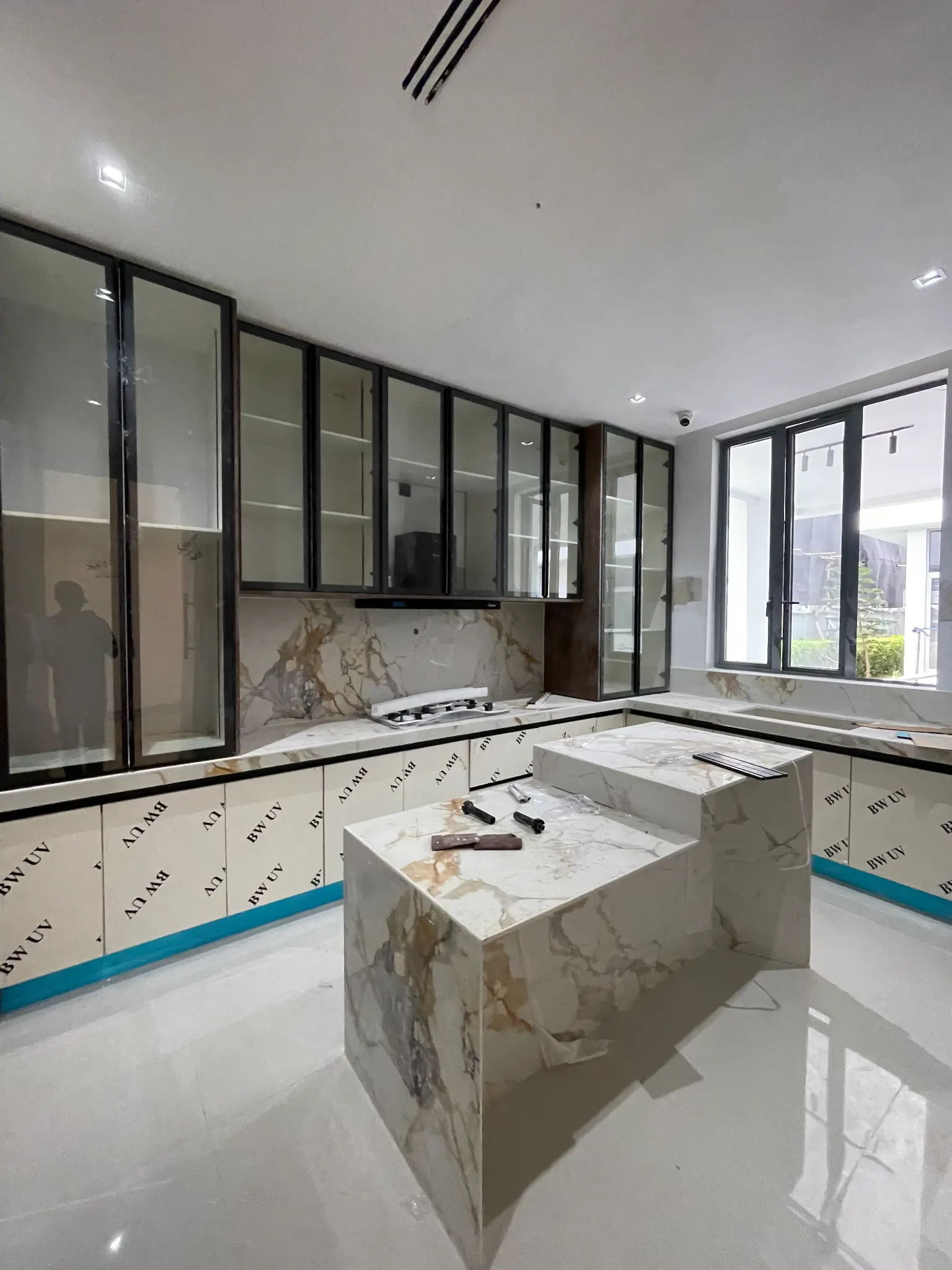 Fitted kitchen with island inside the Ikate Lekki duplex